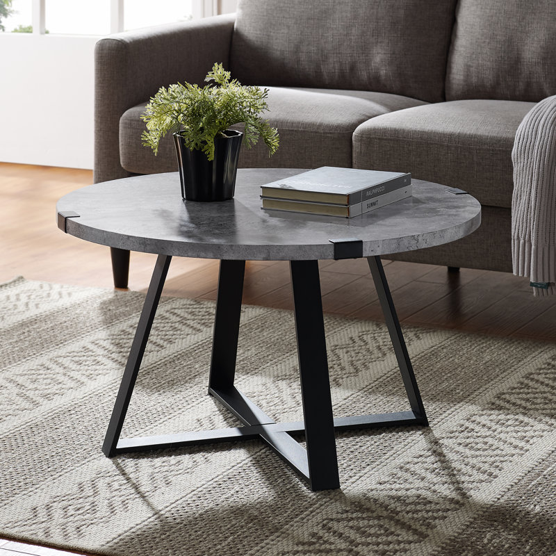 Irvine Cross Legs Coffee Table, Dark Concrete