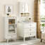 Armoire de rangement pour salle de bain, armoires à pharmacie pour salle de bain avec miroir, 2 portes, 2 tablettes réglables + 3 paniers de rangement de style Noël, armoire murale en bois pour la salle de bain
