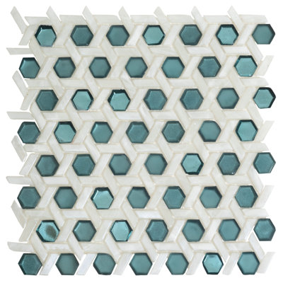 Weaved Hexagon Glass Mosaic Tile