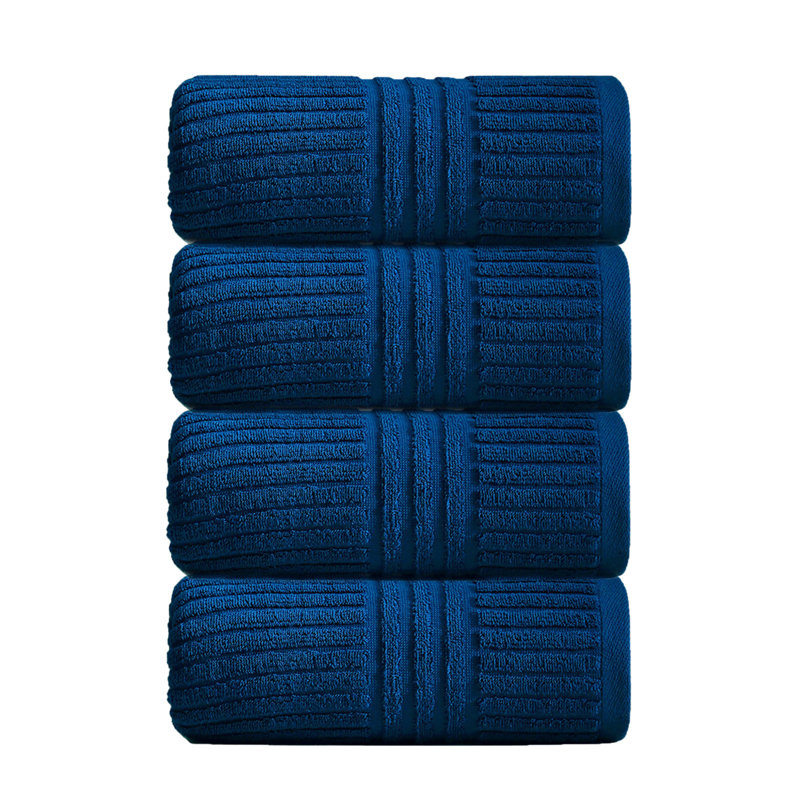 Ensemble de 4 serviettes de bain épaisses et douces, serviettes en polyester pour laver la salle de bain, Blue