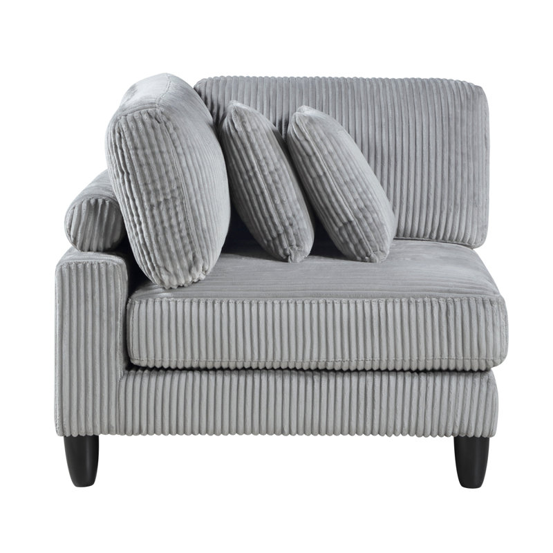 Fauteuil de salon en velours côtelé gris