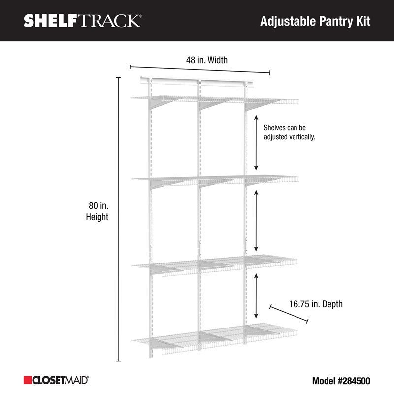 ShelfTrack 80" H x 48" W x 16.75" D Pantry Shelving Unit