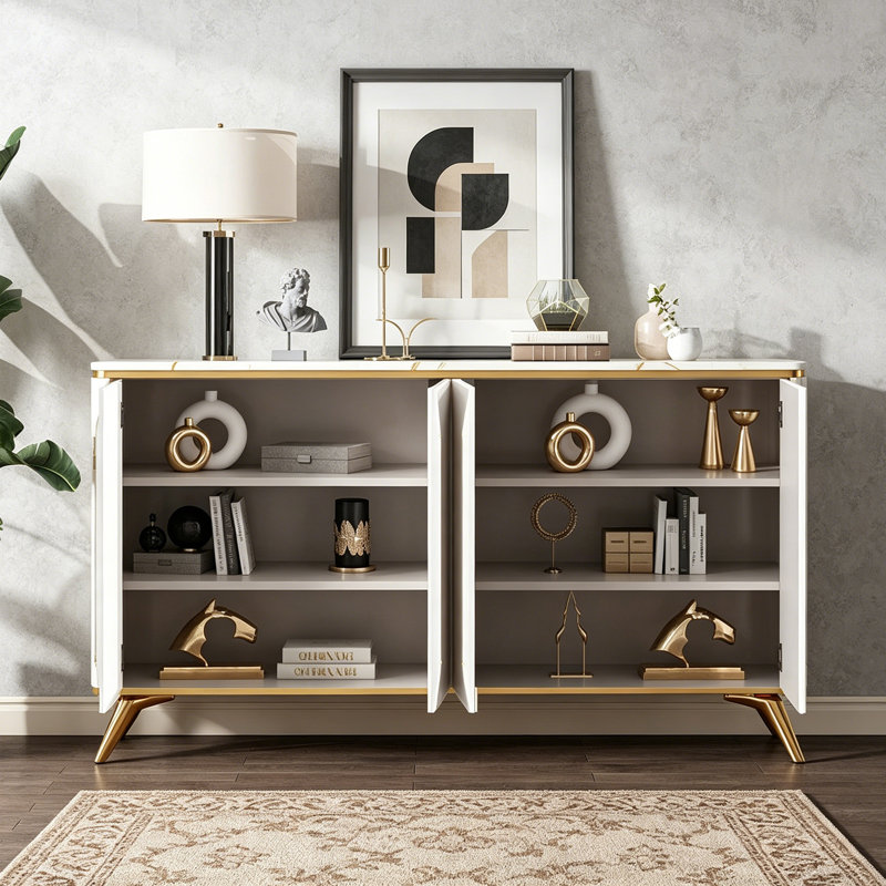 Nordic style minimalist large-capacity sideboard, 35.43" H x 62.99" W x 15.75" D