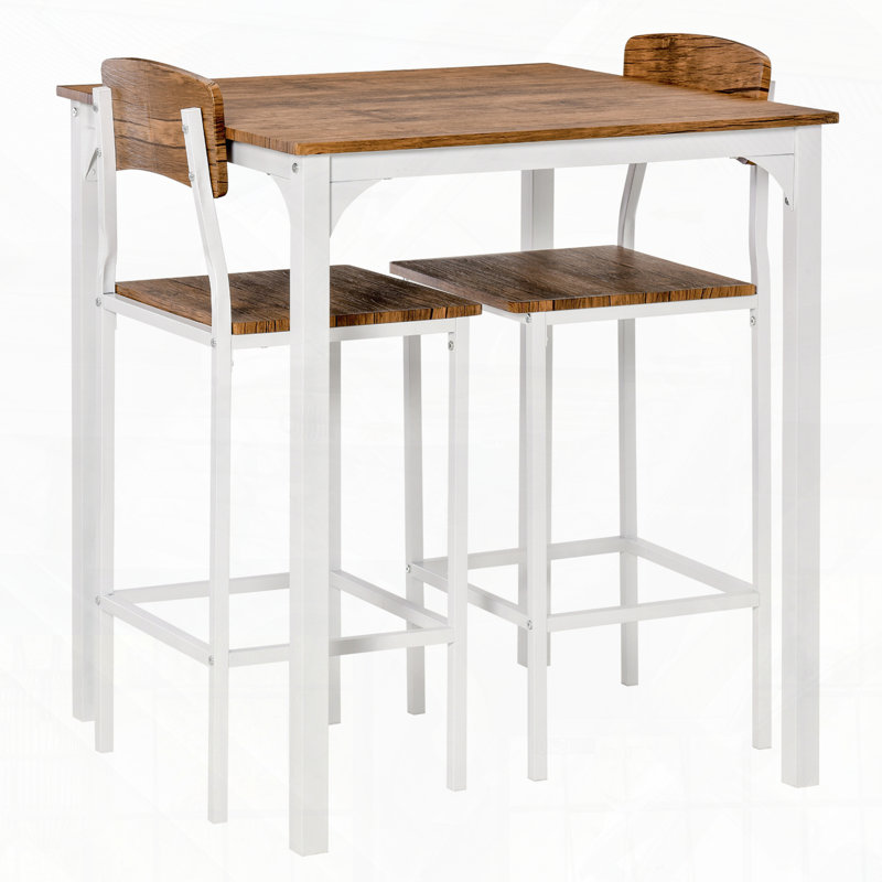 Ensemble de table de bar 3 pièces, ensemble de table de salle à manger à hauteur de comptoir industrielle, chaises et pieds en acier