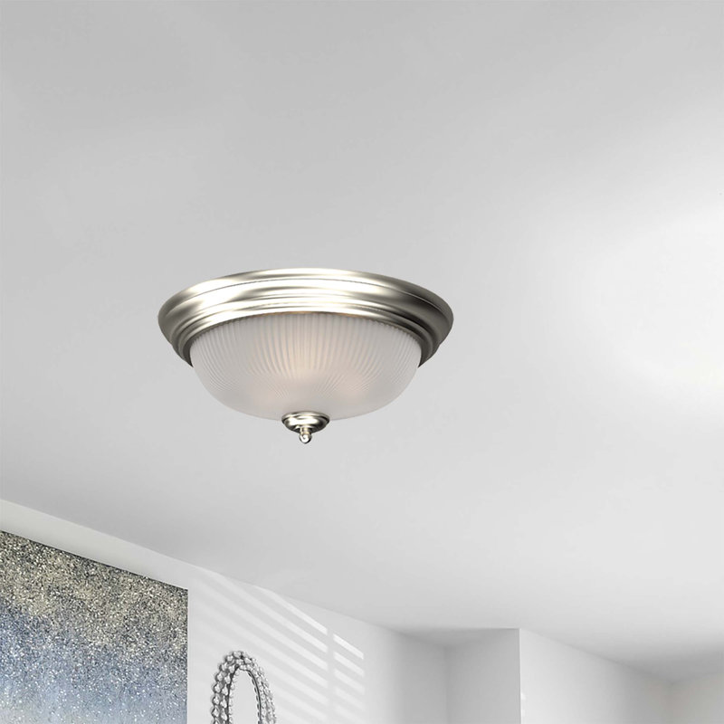 1 - Light Simple Bowl Flush Mount, Brushed Nickel