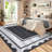 Modern Neutral Non Slip Washable Rugs, Contemporary Border Print Pattern Foldable Soft Carpet, Low Pile Floor Mat-68956392