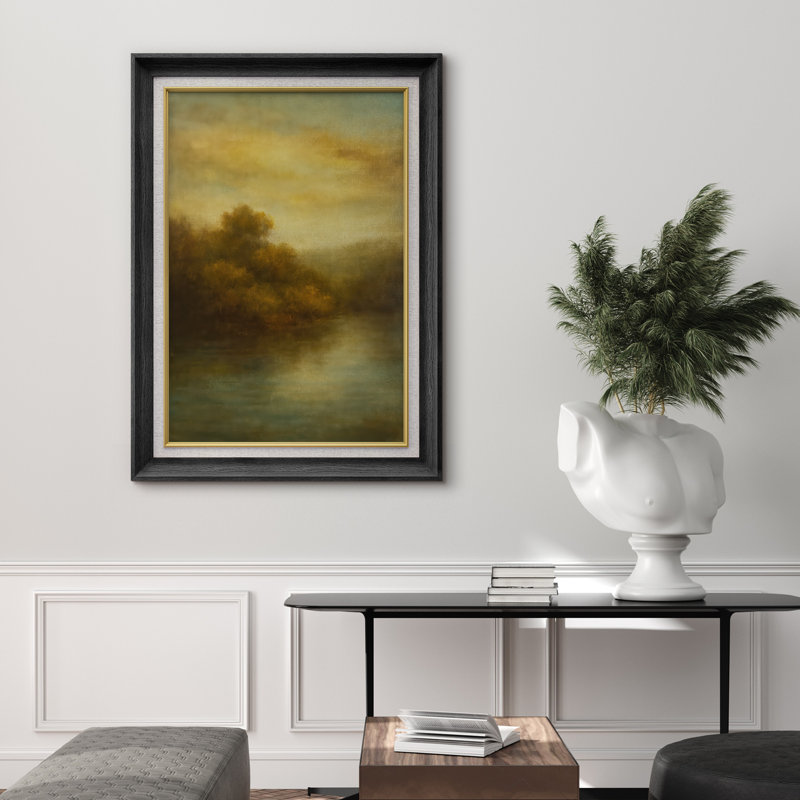 Œuvre encadrée de qualité supérieure - impression de paysage rétro pour décor de salon - 26 po x 36 po, Noir