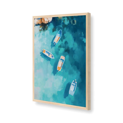 «Boat in Blue Bay II», reproduction encadrée