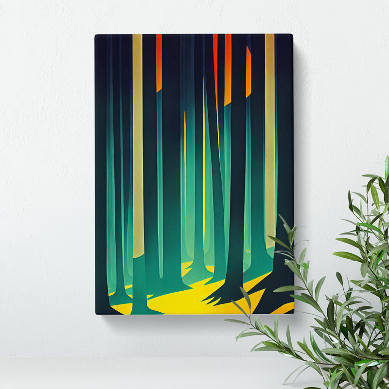 Vivid Forest Abstract - Wall Art, 50cm H x 35cm W, Wrapped Canvas, No Matte