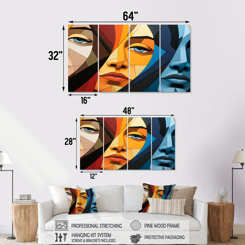 Harlem Portrait Renaissance Awakening III - ensemble d'art mural Harlem Renaissance 4 pièces, H 28 po x l 48 po