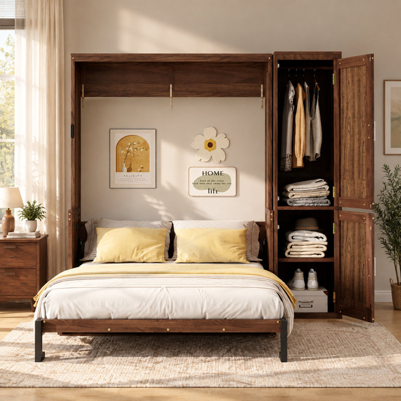 Lit escamotable Queen avec armoire et bureau