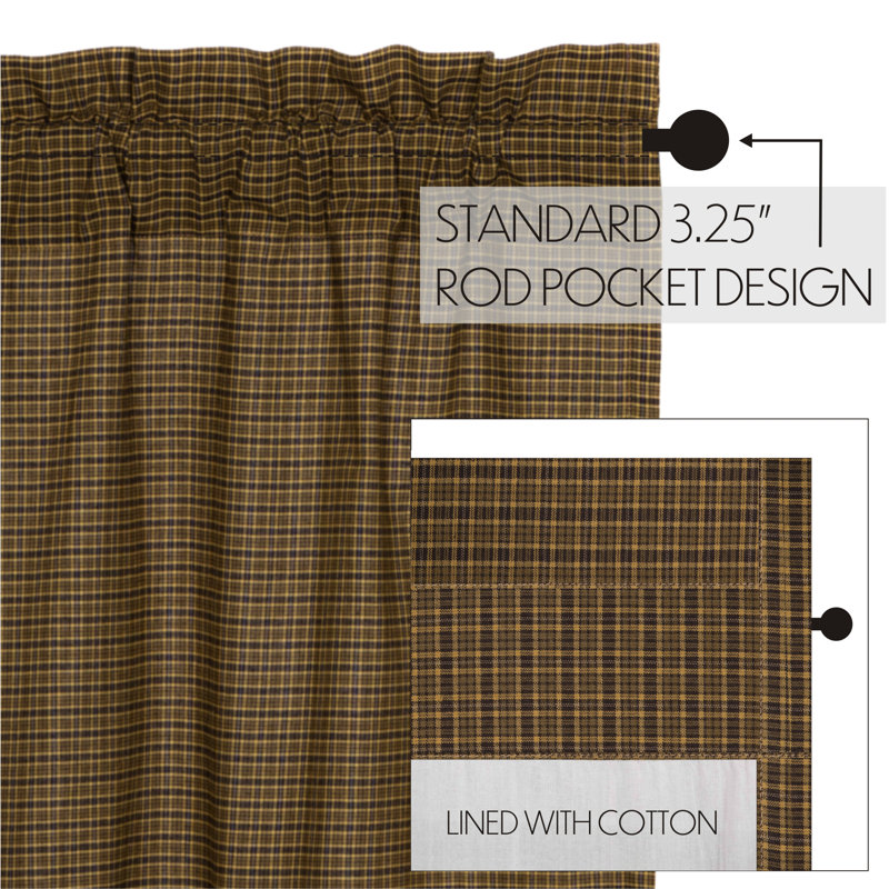 Moss Green Plaid Cotton Rod Pocket 60" Window Valance