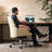 Executive Genuine Leather Office Chair with Wheels,Luxury Office Chair for Home and Executive Desk, Top Grain Leather Upholstery with Sturdy Aluminum Base,Comfy Armrest, Mid Back（Cream)-1065959873