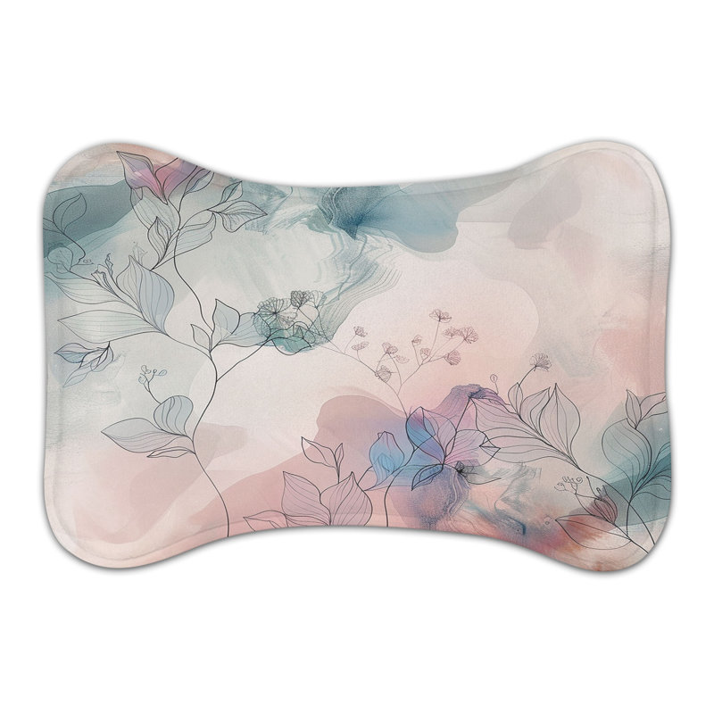 Imperfect Wabi Sabi Florals - 1 Piece Bone Shape Feeding Mat