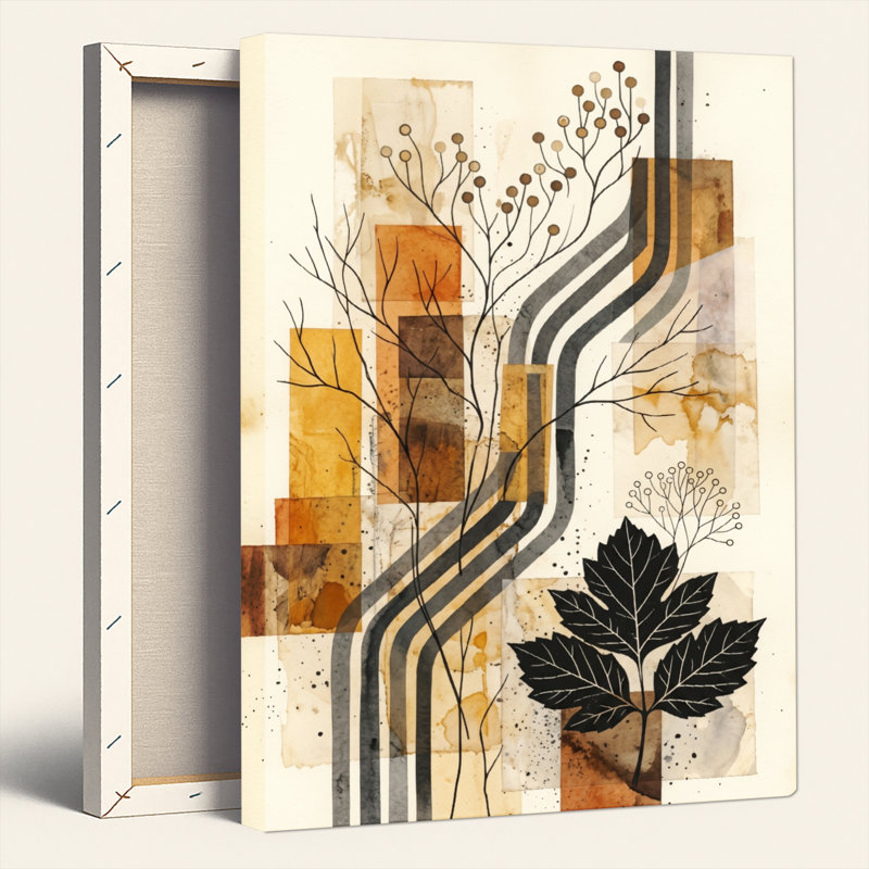 Abstrait art botanique sur toile, ensemble de 1, 36"H x 24"W, Toile tendue