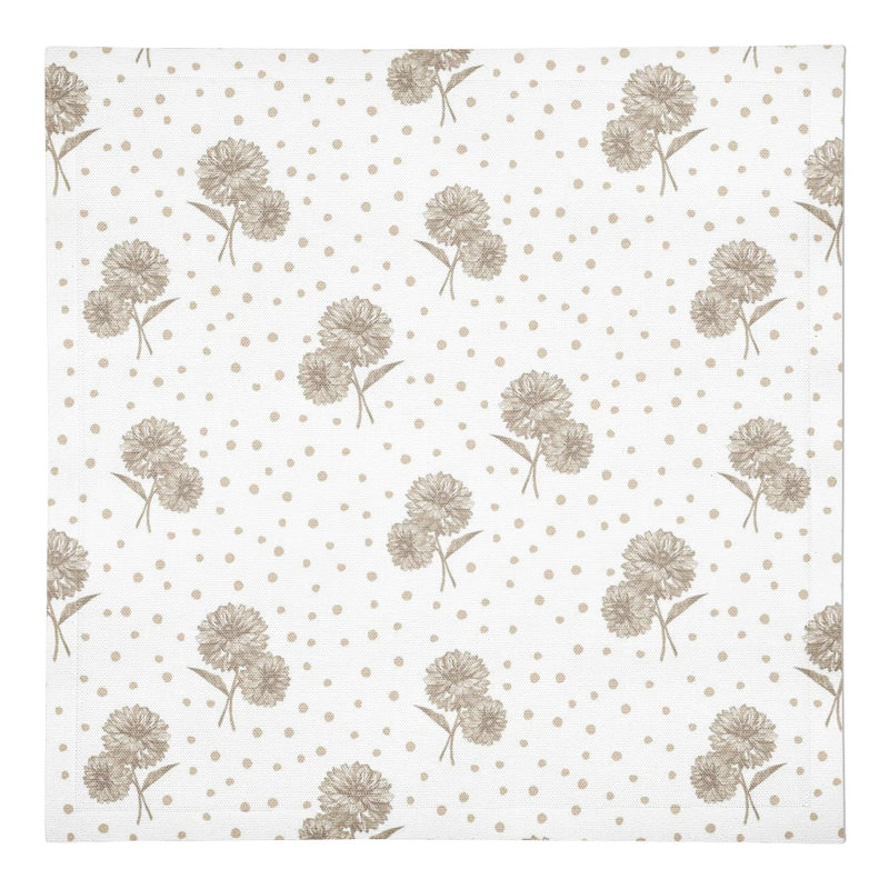 Polka Dotted Floral Rectangular Napkin, Tan