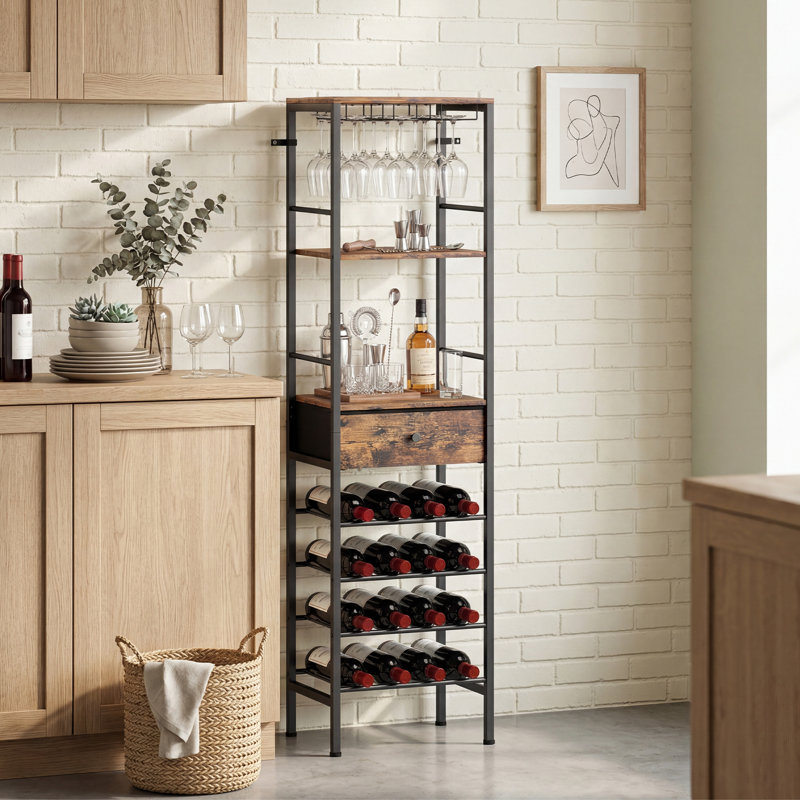 Cabinet/Enclosed Storage, Open Shelving, Floor Brown, Black