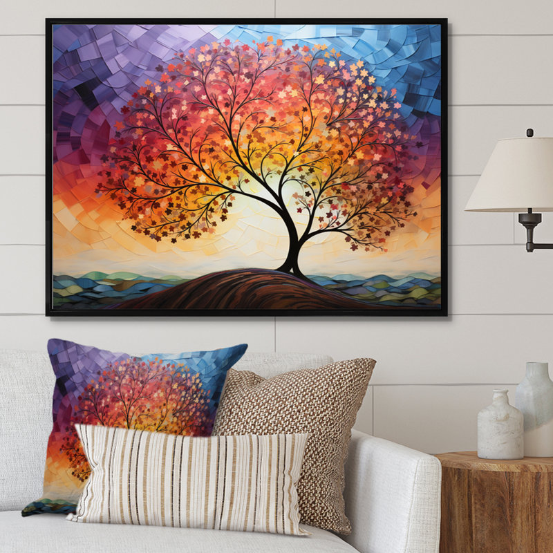 Abstrait arbre arc de couleurs II, reproduction d'art sur toile, H 16 po x l 32 po x P 1 po, Noir