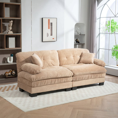 Two-seat Sectional Sofa Modular Deep Seat Sofa Couch Chenille Sofa Sleeper Comfy Upholstered Furniture for Living Room Apartment Studio