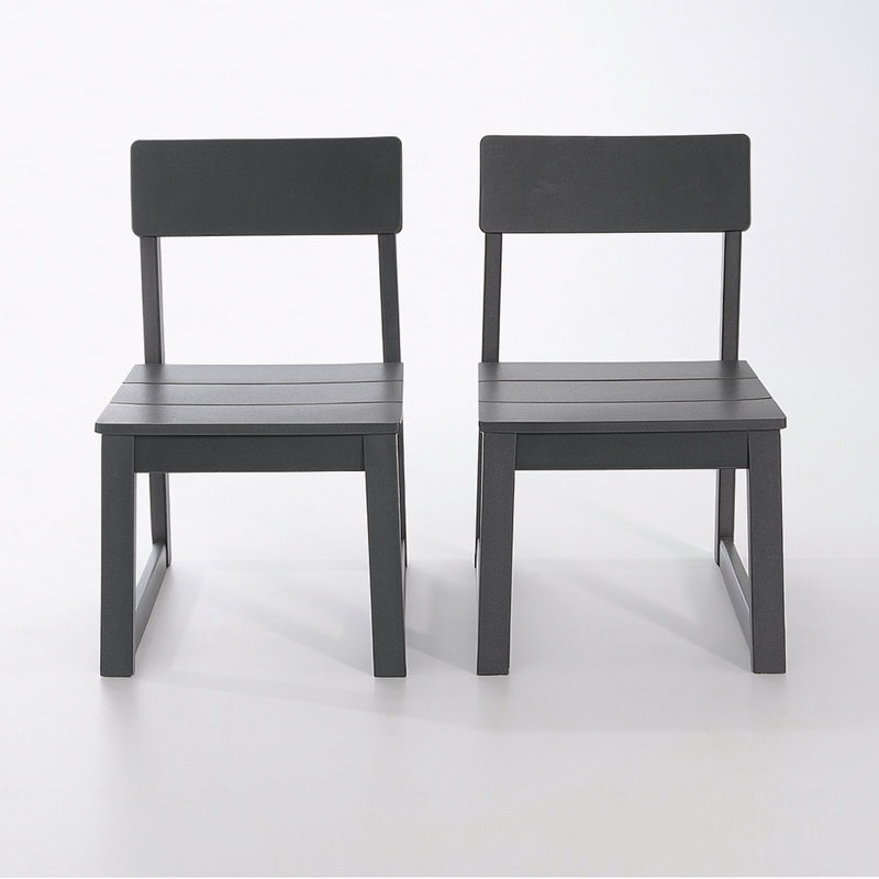 Outdoor Garden Chair, Modernist Design With Backrest, Dark Gray