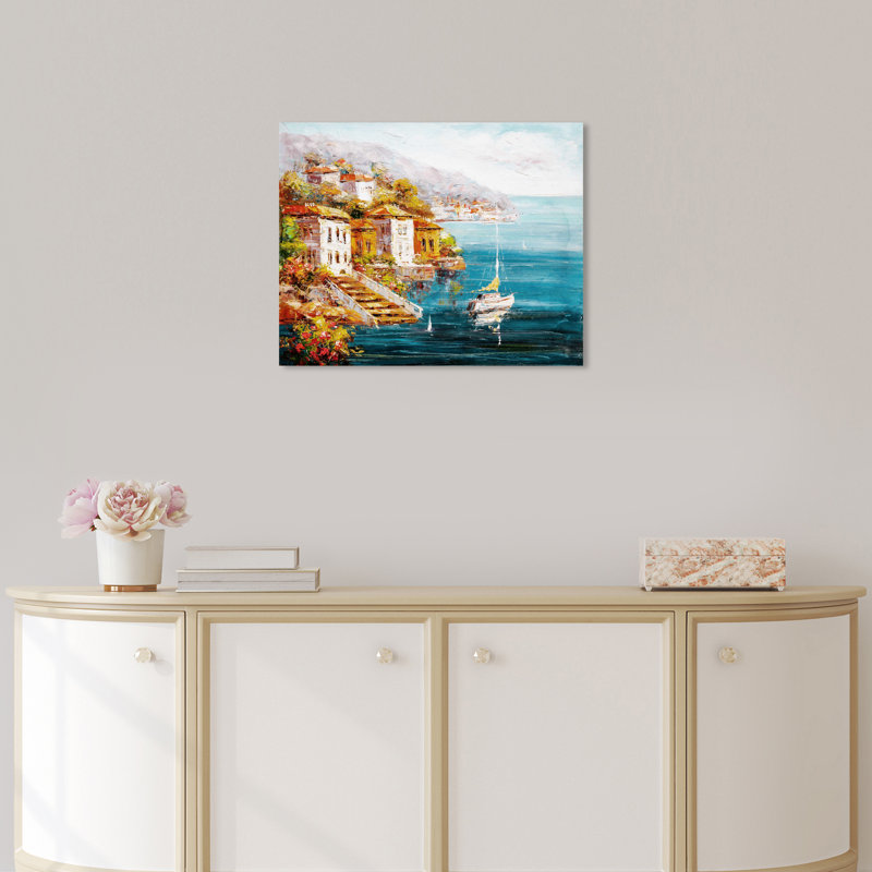 « grèce matin vue », reproduction sur toile, H 20 po x l 16 po x P 1,5 po