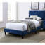 Tête de lit ajustable pour lit simple, revêtement en velours bleu marine, chambre à coucher de style Mid-Century moderne pour les jeunes, chambre à coucher, fabrication-742059974-742059979