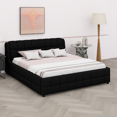 Lit plateforme tapissier Mid-Century