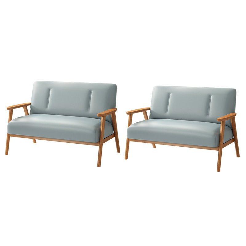 Banc rembourré en similicuir Casual, Bleu clair