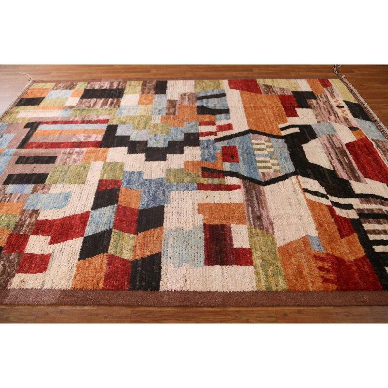 Tapis oriental géométrique marocain fait à la main 7 x 10