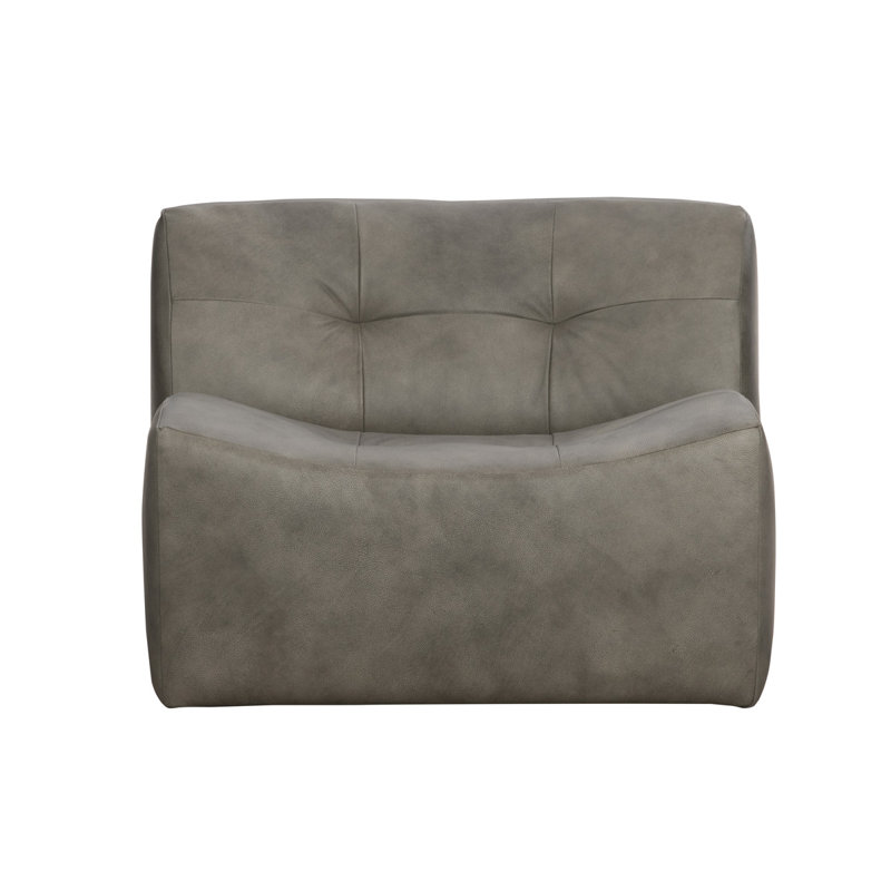 Fauteuil de chambre pivotant en cuir Etty, Gris