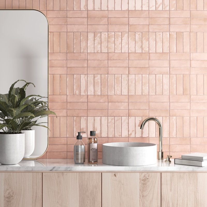 Coco 2" x 6" Porcelain Subway Wall Tile, Orchard Pink
