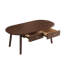 Table basse ovale en bois de noyer avec tiroirs