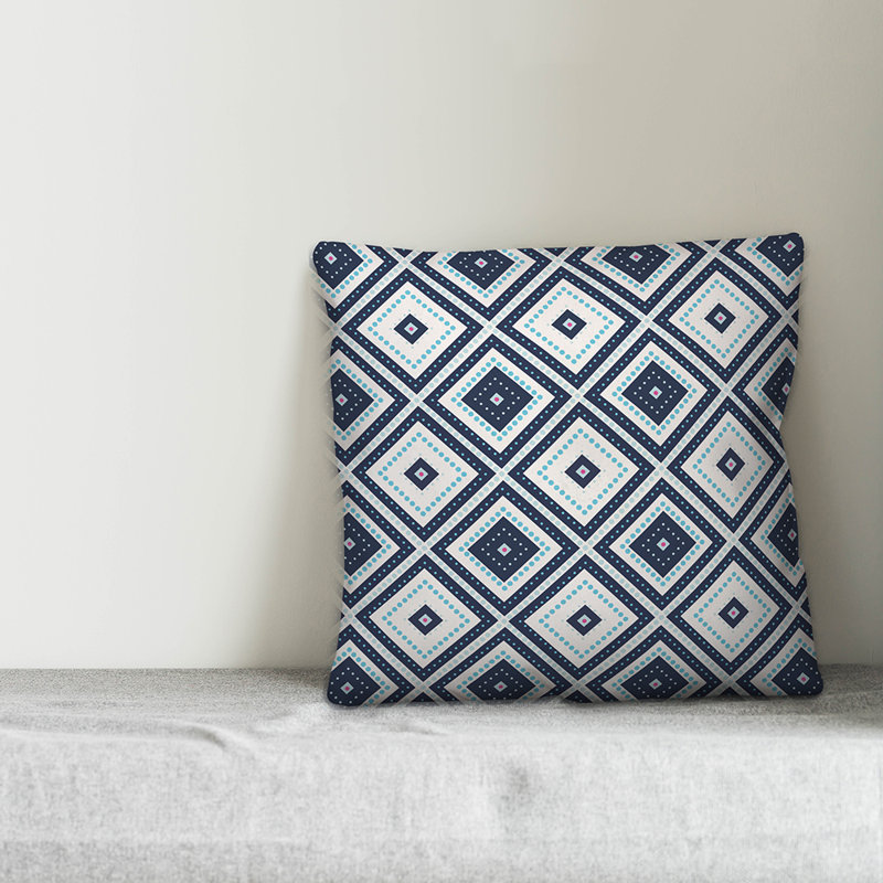  Coussin décoratif intérieur / extérieur Geo Triangles, Polyester / Bourre en polyester, 16 po x 1 po