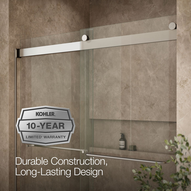 Levity 59.63" x 74" Bypass Shower Door with CleanCoat® Technology, Crystal Clear, Matte Nickel