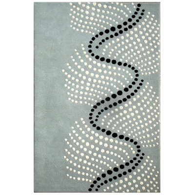 Carolette Abstract Handmade Tufted Grey/Black Area Rug