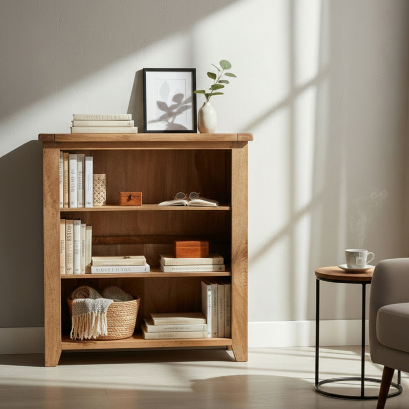 Dorchester Solid Wood Standard Bookcase, (3 Shelves) 110cm. H x 100cm. W x 32cm. D