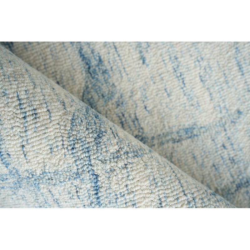 Wool Abstract Area Rug in Light Blue, Rectangle 9' x 12'
