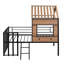 Lit mezzanine en métal avec toit, fenêtre, garde-corps-674442082