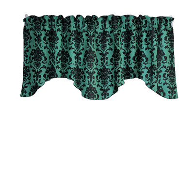 Poplin Damask Floral Scalloped Wave Window Valance 58" Wide