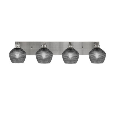 Edge 4 Light Bath Bar Shown With 6" Smoke Textured Glass