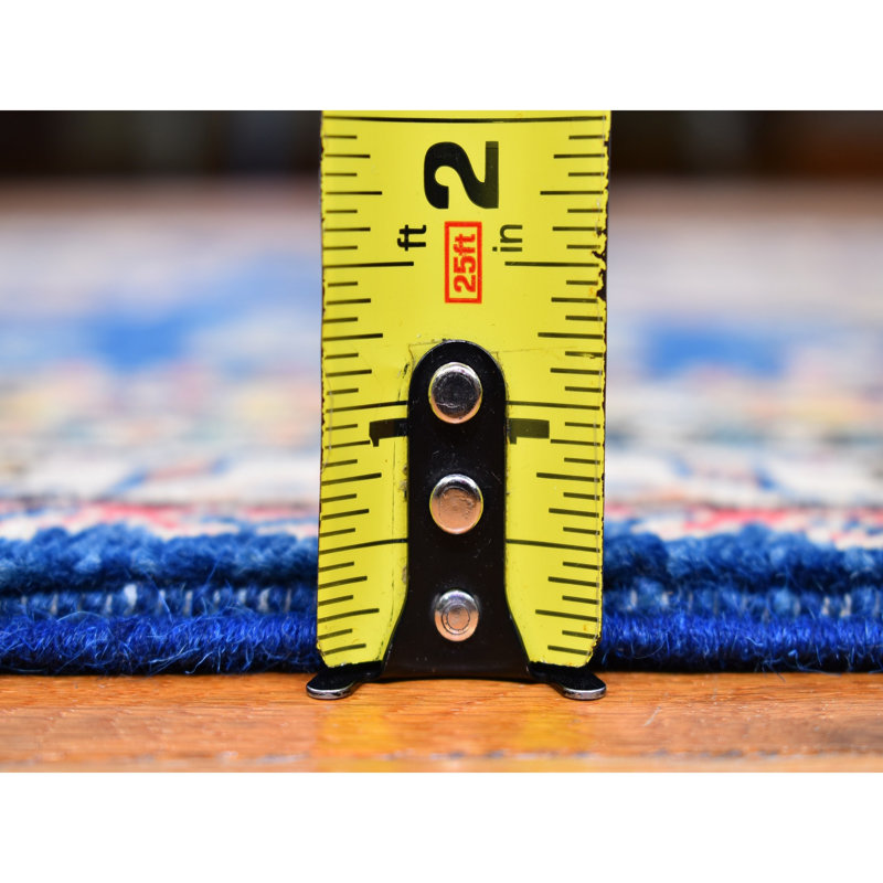 Tapis bleu denim super Kazak en laine à motif géométrique 3 pi 9 po x 5 pi 9 po 390D7742E6544D1D9CD5BE82CC279F3B