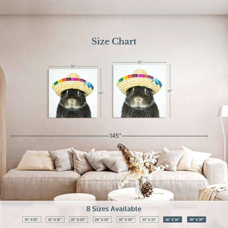 Brampt Rabbit Wearing Sombrero, 39" H x 39" W