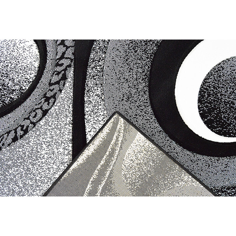 Mccampbell Abstract Area Rug, Runner 2'2" x 7'4", Black/White