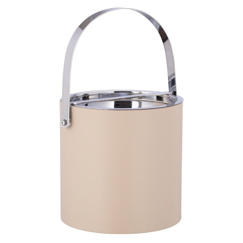 Seau à glace en similicuir Senetta, Taupe / chrome poli