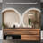 Wall Mounted Dimmable Semicircular LED Mirror Anti-Fog Backlit Lighted Bathroom Vanity Mirror-747328881