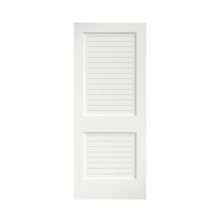 Porte à dalle en bois apprêté à 2 panneaux 80 po