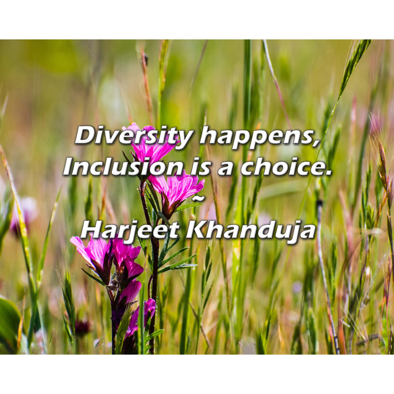 Citation artistique «Diversity arrive, Inclusion is a choix.» Toile tendue par Harjeet Khanduja