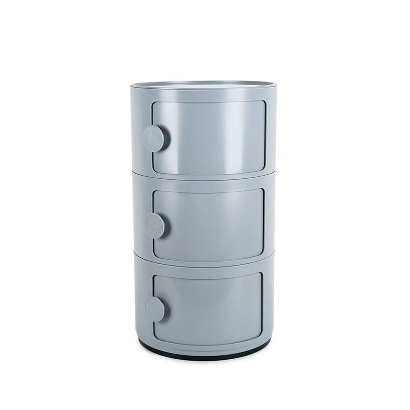 Kiyomi Tray Top Drum End Table, Grey, 58" H x 32" W x 32" D