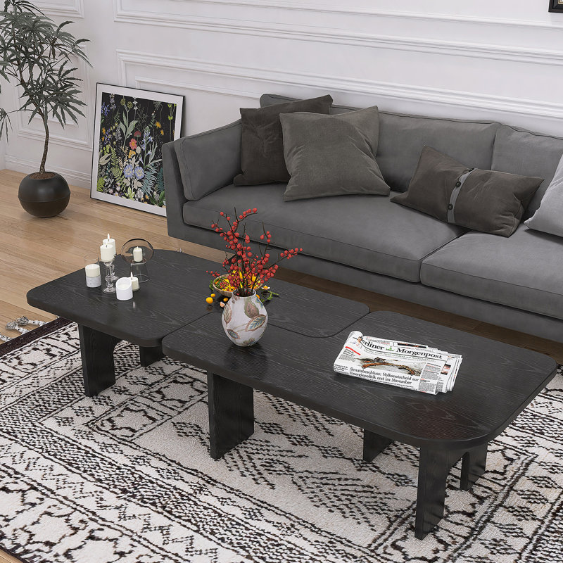 Ensemble de tables basses gigognes en bois, table d'appoint extensible pour le salon