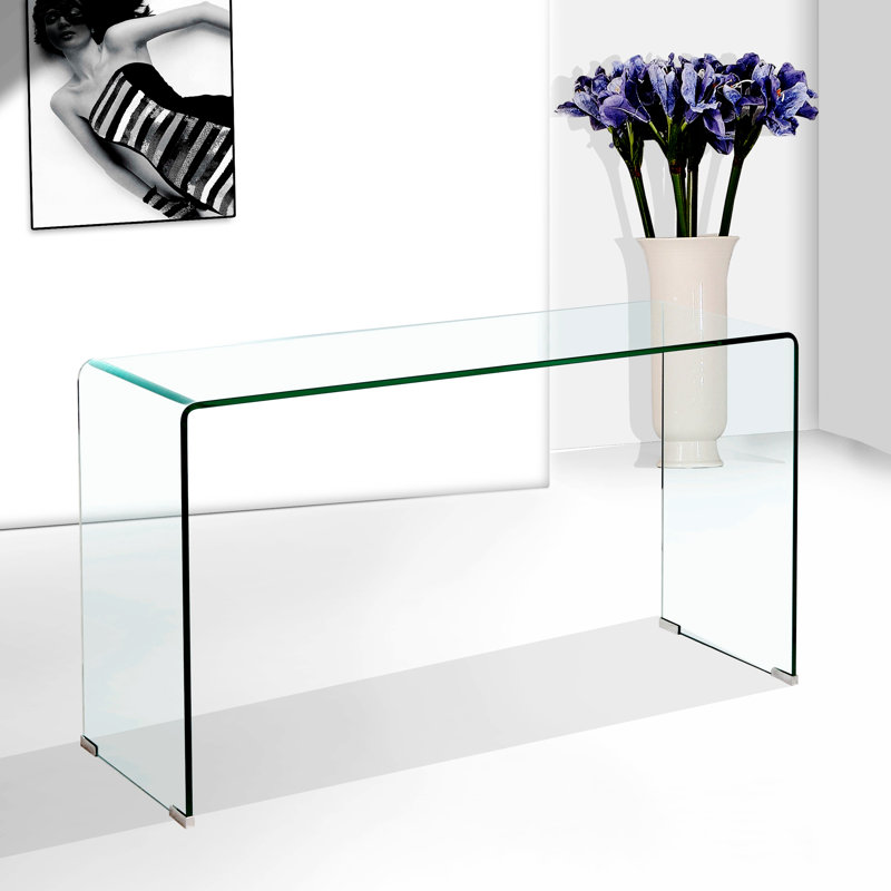Console en verre, bureaux en verre trempé avec bords arrondis